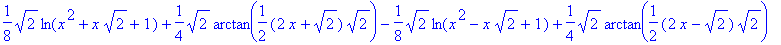1/8*sqrt(2)*ln(x^2+x*sqrt(2)+1)+1/4*sqrt(2)*arctan(...