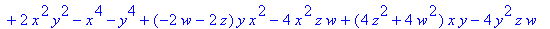 w^4-2*z^2*w^2+z^4+(-2*w-2*z)*y^2*x+(2*z+2*w)*x^3+(2...