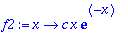 f2 := proc (x) options operator, arrow; c*x*exp(-x)...