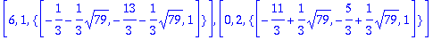 [6, 1, {vector([-1/3-1/3*sqrt(79), -13/3-1/3*sqrt(7...