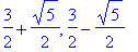 3/2+1/2*5^(1/2), 3/2-1/2*5^(1/2)